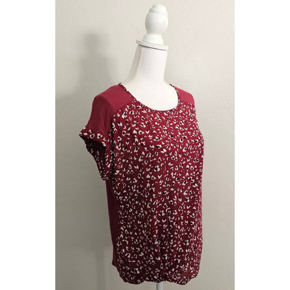 Apt. 9 Red Print Cap Sleeve Blouse - Picture 4 of 7